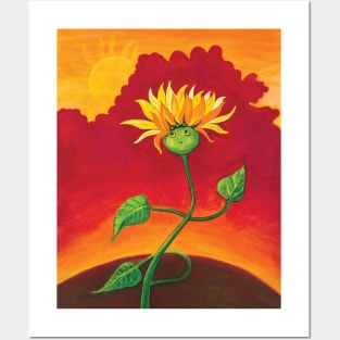 Funny Sunflower Floret Illustration Posters and Art